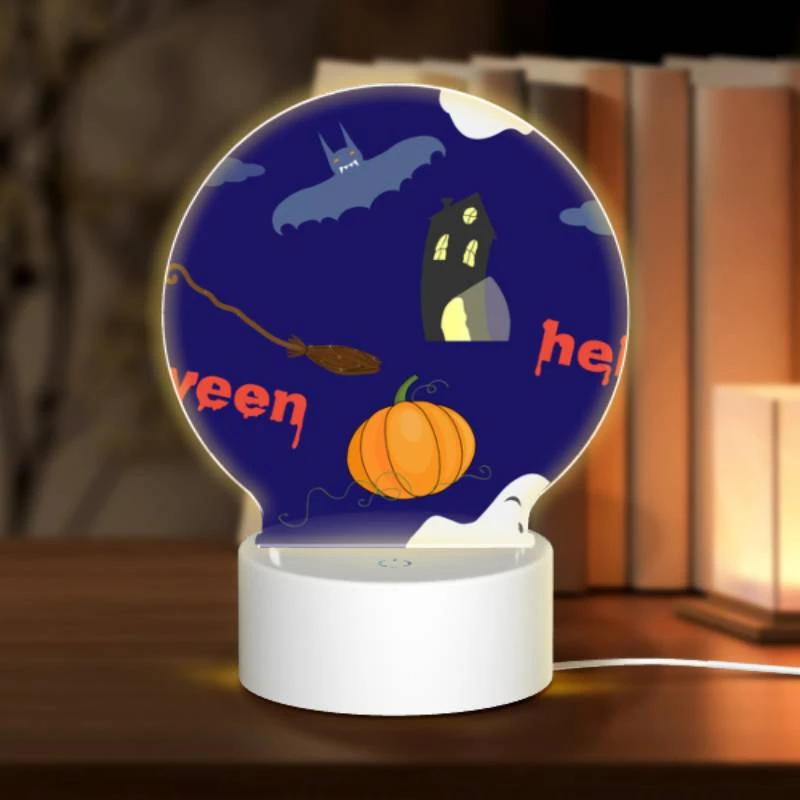 Round Acrylic Night Light, A Halloween themed image with a pumpkin Round Acrylic Night Light, A Halloween Themed Image With A Pumpkin -Pattern Night Light c83bcaeb6b082b27ea1cd227902889275e91e555