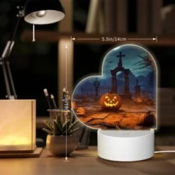 Love Acrylic Night Light, A Cemetery Scene With A Cross And A Moon In The Background. -Pattern Night Light c8496fdef5d96027a83eeebeea93cb5f2a7c3fb3