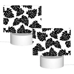 Rectangular Acrylic Night Light, A Pattern Of Leaves On A Black And White Background. 3 Rectangular Acrylic Night Light, A Pattern Of Leaves On A Black And White Background. -Pattern Night Light c8bed5f2b1dfb424cce53f1e0f4f0457ba4a5a3a
