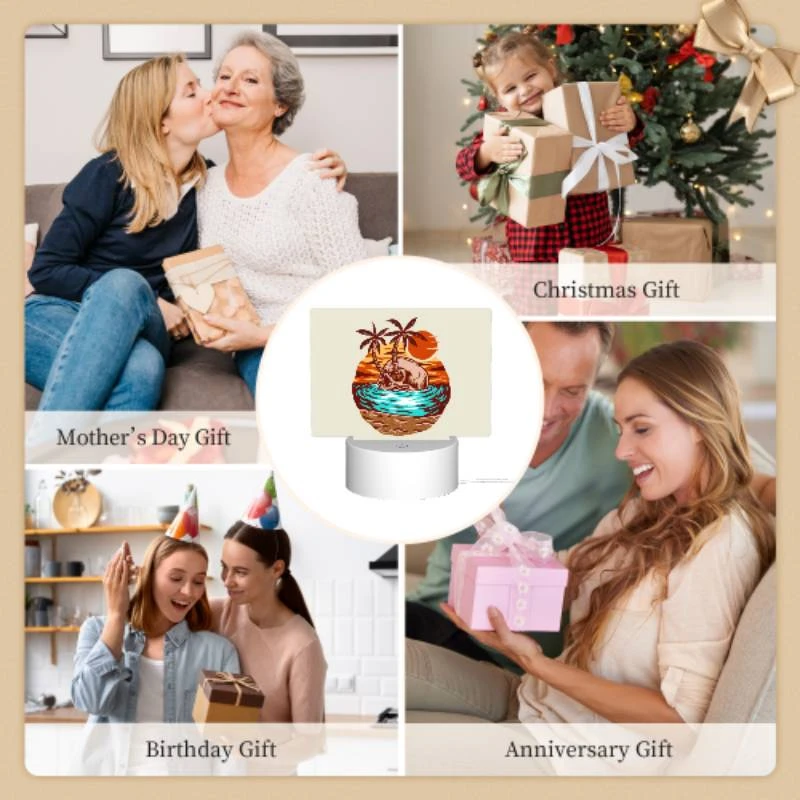 Rectangular Acrylic Night Light, A skeleton is sitting on a skull in the ocean. Rectangular Acrylic Night Light, A Skeleton Is Sitting On A Skull In The Ocean. -Pattern Night Light c8bfea859326c7acc2568cd0d95f1c8223c5f82e