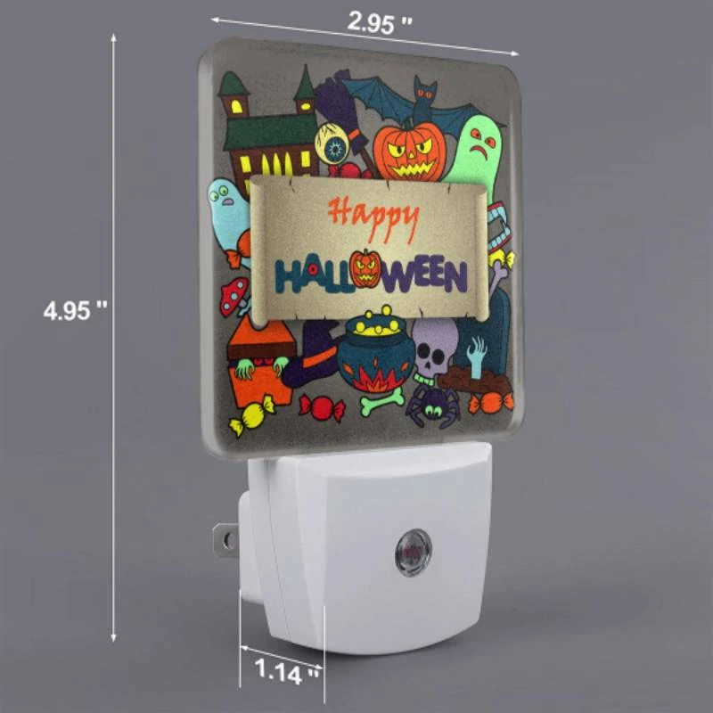 Night Light, A colorful Halloween sign with a variety of Halloween decorations. Night Light, A Colorful Halloween Sign With A Variety Of Halloween Decorations. -Pattern Night Light c8d09d276003fdc68e7cc37311665a6adc28a221