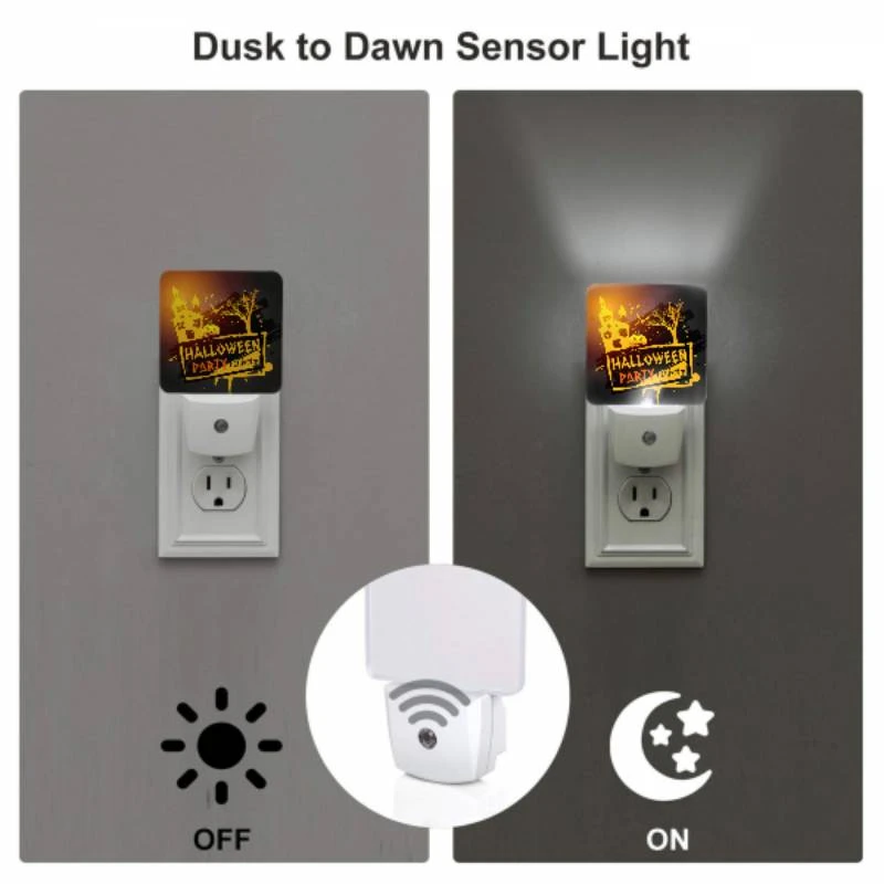 Night Light Set of 2, A Halloween party is advertised on a black background with a house Night Light Set Of 2, A Halloween Party Is Advertised On A Black Background With A House -Pattern Night Light c92c7b9b375c1c25602c4c3133232ba3800ae946