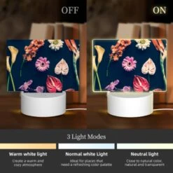 Rectangular Acrylic Night Light, A Variety Of Flowers Are Displayed On A Black Background. 4 Rectangular Acrylic Night Light, A Variety Of Flowers Are Displayed On A Black Background. -Pattern Night Light c951751842431490136743700a58fe2ad6ca0d9d