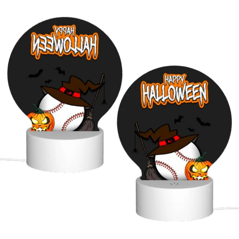 Round Acrylic Night Light, A baseball with a bat and a pumpkin on it. Round Acrylic Night Light, A Baseball With A Bat And A Pumpkin On It. -Pattern Night Light c9b05751553e1428139044b43c906d6e28bb278a