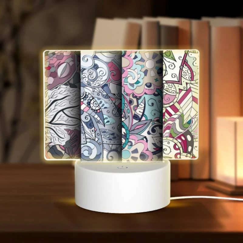 Rectangular Acrylic Night Light, Three different colored designs of swirls and patterns. Rectangular Acrylic Night Light, Three Different Colored Designs Of Swirls And Patterns. -Pattern Night Light c9d4ec596caa4c269b1dee200aee40951238c61e