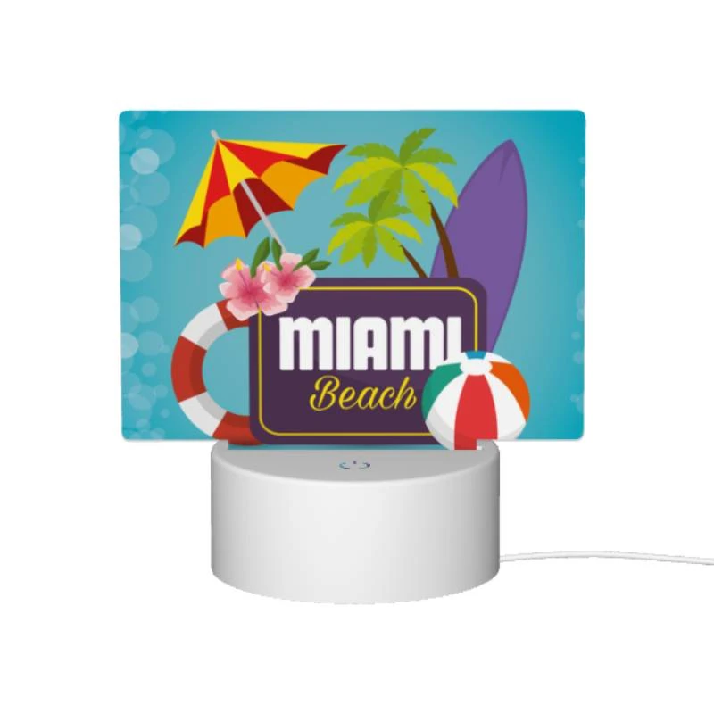Rectangular Acrylic Night Light, A logo for Miami Beach with a surfboard and beach umbrella. Rectangular Acrylic Night Light, A Logo For Miami Beach With A Surfboard And Beach Umbrella. -Pattern Night Light cac6011480ae063df8ffbf32a1e5a088d9c557a0