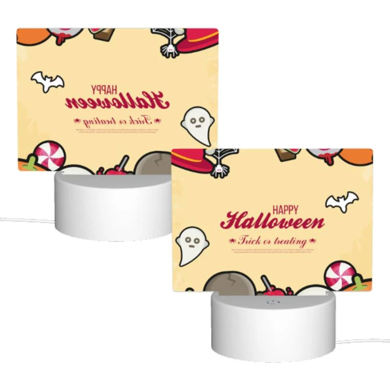Rectangular Acrylic Night Light, A colorful Halloween poster with various Halloween items. Rectangular Acrylic Night Light, A Colorful Halloween Poster With Various Halloween Items. -Pattern Night Light cb32e3c82d63a30de76d8c1471f39d3b501010a0
