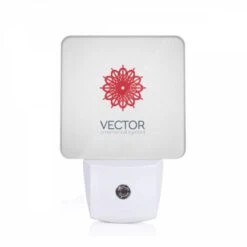 Night Light, A Red And White Circular Design With A White Background.