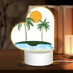 Love Acrylic Night Light, A Sunny Day At The Beach With Two Palm Trees.