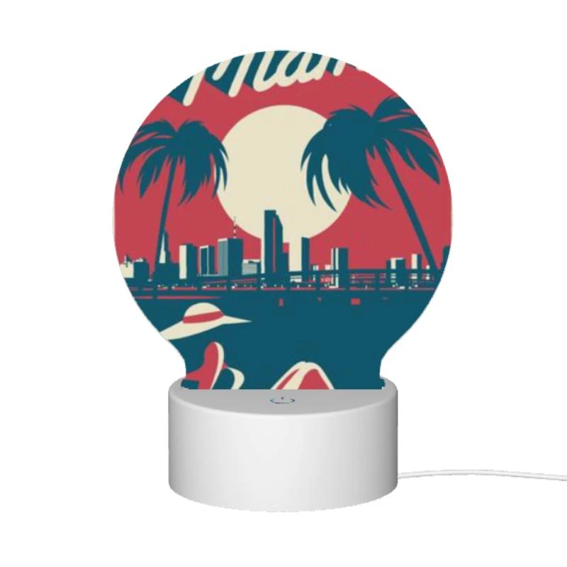 Round Acrylic Night Light, A woman wearing a hat is sitting on a beach Round Acrylic Night Light, A Woman Wearing A Hat Is Sitting On A Beach -Pattern Night Light cc237b4b60b432ad535fd1de4cce68d89dad15ac