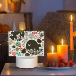 Rectangular Acrylic Night Light, A Colorful Bird Pattern With A Black Bird In The Center. 8 Rectangular Acrylic Night Light, A Colorful Bird Pattern With A Black Bird In The Center. -Pattern Night Light cc5be844a65768ff1a22848b3fa0efa7b4cb1b3f