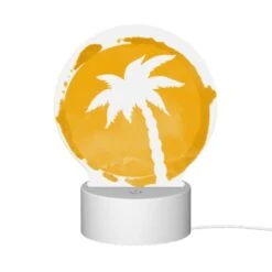 Round Acrylic Night Light, A Yellow Circle With A Palm Tree In It. 11 Round Acrylic Night Light, A Yellow Circle With A Palm Tree In It. -Pattern Night Light cc6c402bd174d04db5858c36e0de344acb6a8144