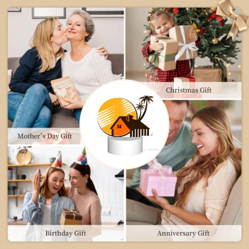 Rectangular Acrylic Night Light, A house with a palm tree in front of it. Rectangular Acrylic Night Light, A House With A Palm Tree In Front Of It. -Pattern Night Light ccddc02e0dfa15554d43fd9251224e6151d9a386