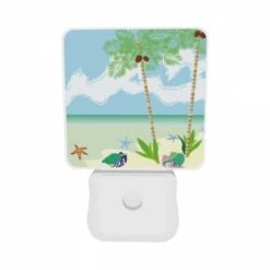 Night Light Set Of 2, A Painting Of A Beach With Palm Trees And A Crab. 9 Night Light Set Of 2, A Painting Of A Beach With Palm Trees And A Crab. -Pattern Night Light cd09c080fe2ee23bc58be30140a166f75c64d48b
