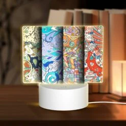 Rectangular Acrylic Night Light, Four Different Colored Designs Of A Tree.
