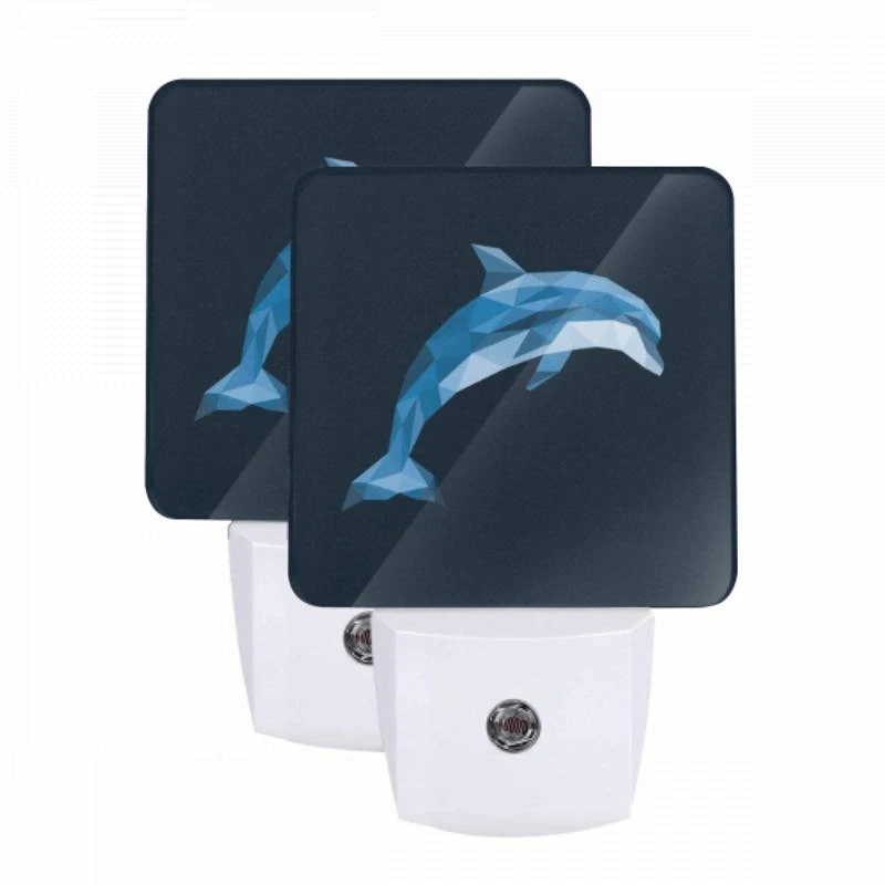 Night Light Set of 2, A blue dolphin with a white belly. Night Light Set Of 2, A Blue Dolphin With A White Belly. -Pattern Night Light cd62a2d3dea2efdaa583d7199c59483f665527fb