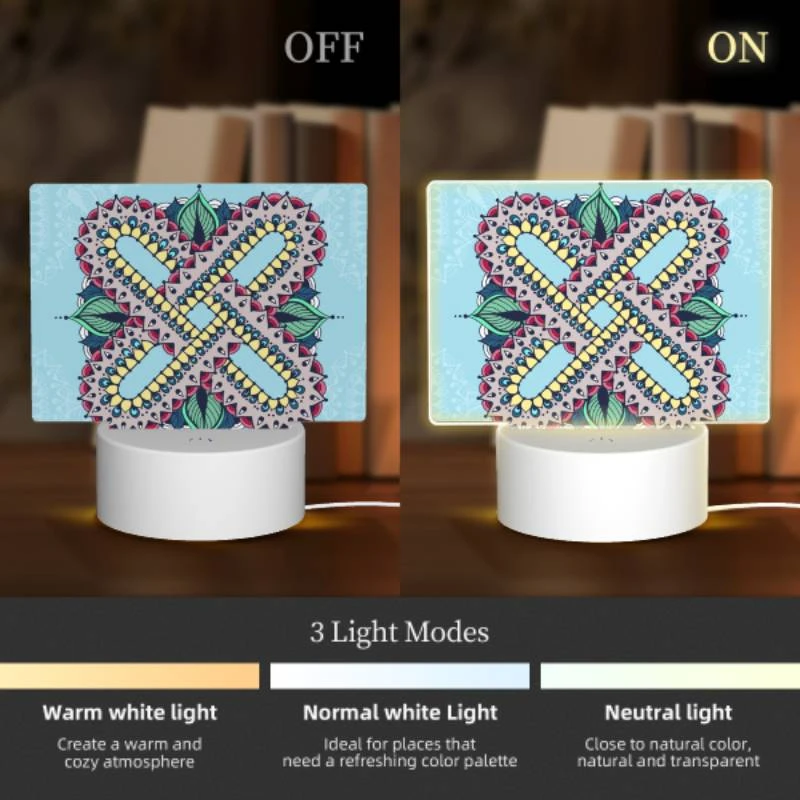 Rectangular Acrylic Night Light, A colorful design with a blue background. Rectangular Acrylic Night Light, A Colorful Design With A Blue Background. -Pattern Night Light ce4be2e1c2829f80f7a1f33a4ec6be2e5619c312