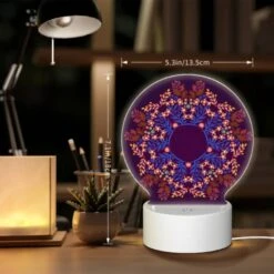 Round Acrylic Night Light, A Blue And Purple Flower Design With A Circle In The Center. 7 Round Acrylic Night Light, A Blue And Purple Flower Design With A Circle In The Center. -Pattern Night Light ce8eae2d1e72ef3a3b5807c694f66081aa75cae5