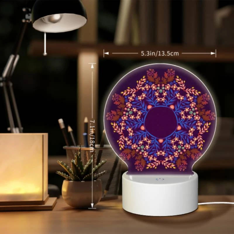 Round Acrylic Night Light, A blue and purple flower design with a circle in the center. Round Acrylic Night Light, A Blue And Purple Flower Design With A Circle In The Center. -Pattern Night Light ce8eae2d1e72ef3a3b5807c694f66081aa75cae5
