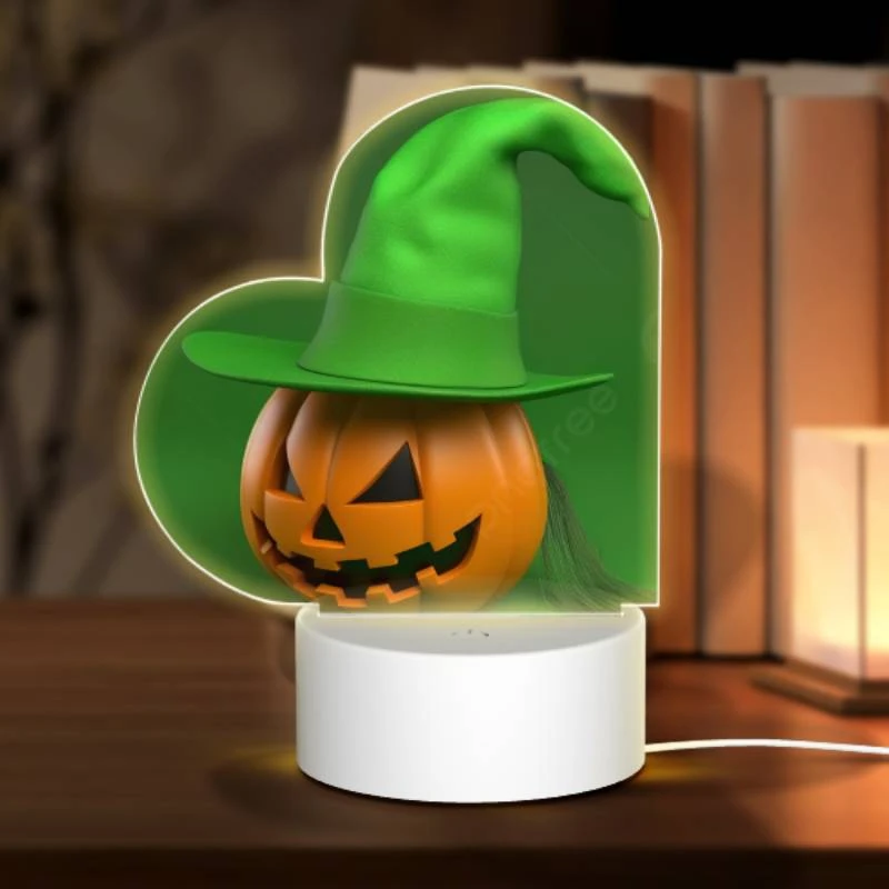 Love Acrylic Night Light, A 3D model of a pumpkin wearing a green hat. Love Acrylic Night Light, A 3D Model Of A Pumpkin Wearing A Green Hat. -Pattern Night Light cecece4baf2af5471439e946f2d45060676b749b