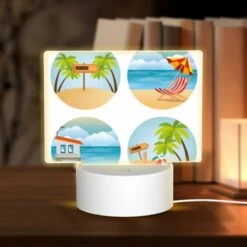 Rectangular Acrylic Night Light, Four Different Beach Scenes With A Miami Sign In Each.