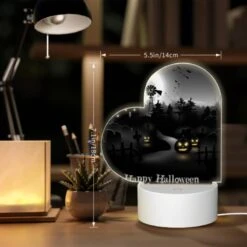 Love Acrylic Night Light, A Black And White Image Of A Halloween Scene With A Moon -Pattern Night Light cf0897f270d3cba334b53e7ac89b91869a3874d1