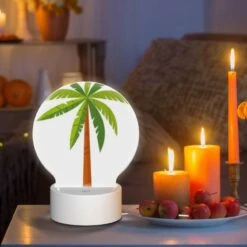 Round Acrylic Night Light, A Green And Orange Palm Tree. 8 Round Acrylic Night Light, A Green And Orange Palm Tree. -Pattern Night Light cf292f7b9704747faebaf52483bcc35533b0b303
