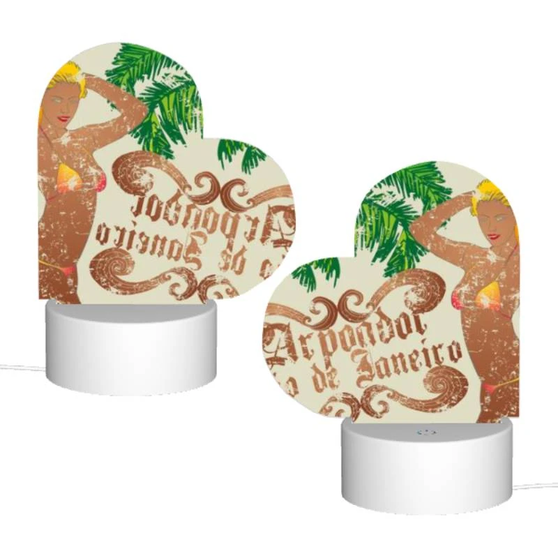 Love Acrylic Night Light, A woman in a bikini is standing in front of a palm tree. Love Acrylic Night Light, A Woman In A Bikini Is Standing In Front Of A Palm Tree. -Pattern Night Light cf710dd844ace3584b7ab2017dc4a40ee52434c6
