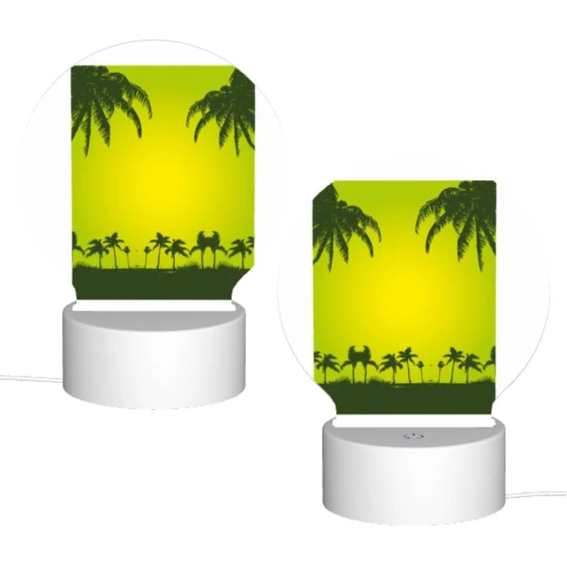 Round Acrylic Night Light, A green and yellow sunset with palm trees in the background. Round Acrylic Night Light, A Green And Yellow Sunset With Palm Trees In The Background. -Pattern Night Light cfa9bebb66ea6861ef2ba758299190d49f54d8f6