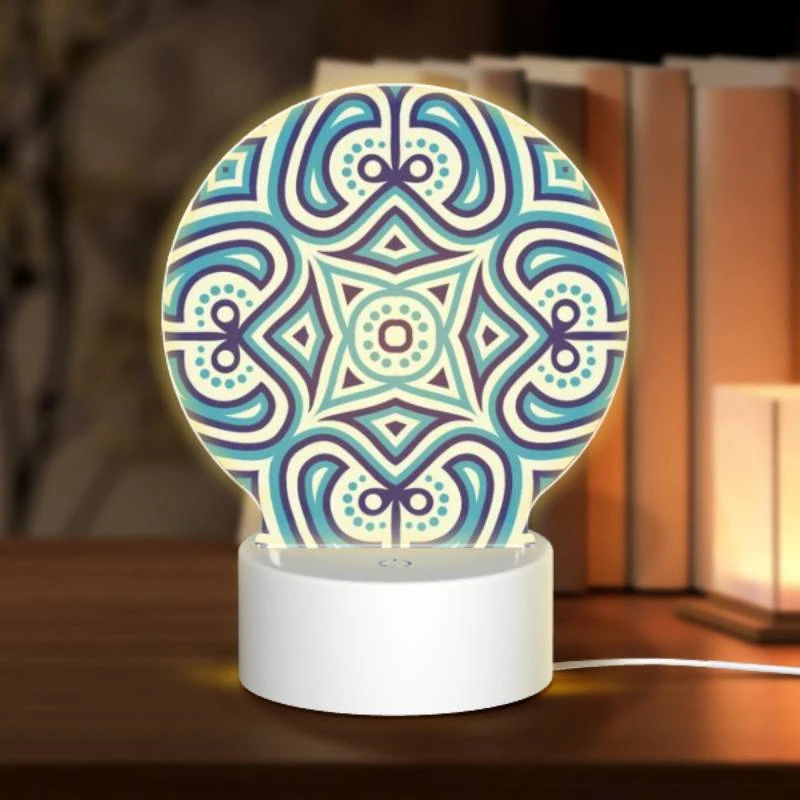 Round Acrylic Night Light, A blue and white patterned design. Round Acrylic Night Light, A Blue And White Patterned Design. -Pattern Night Light cfb31d325dfd28b113c85b673f2c47e0d5d0eef2