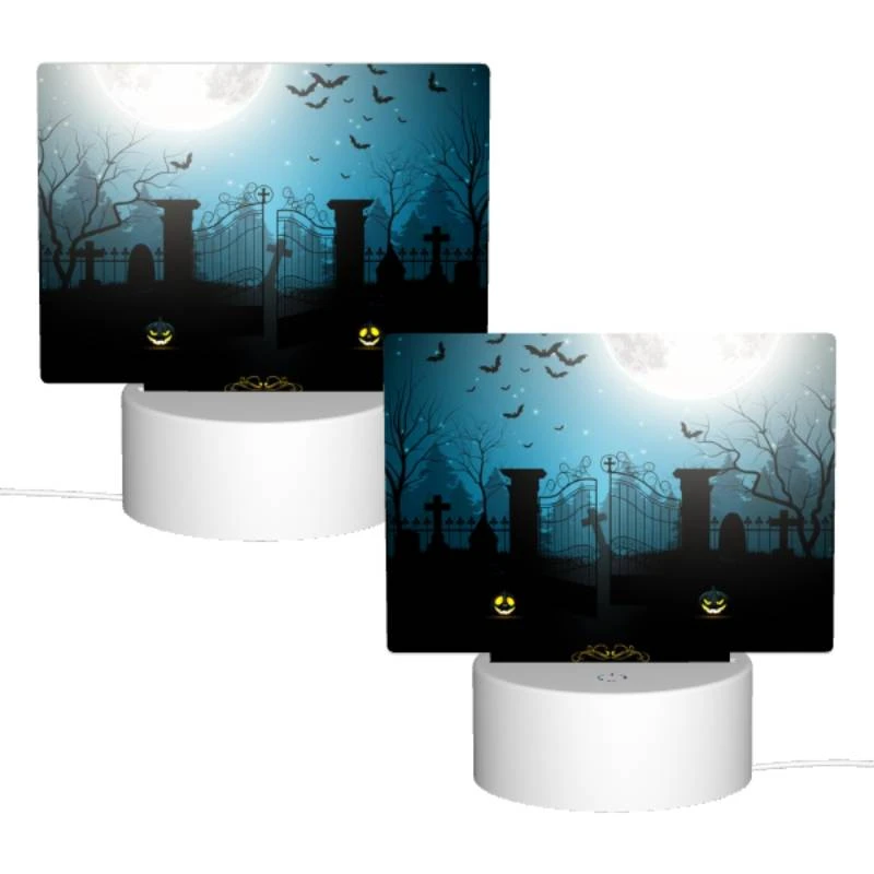 Rectangular Acrylic Night Light, A Halloween scene with a moon Rectangular Acrylic Night Light, A Halloween Scene With A Moon -Pattern Night Light d04908c77ebfc8d13d0d72965e8899f853796f0f