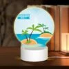 Round Acrylic Night Light, A Cartoon Image Of A Palm Tree On A Small Island In The Ocean. 1 Round Acrylic Night Light, A Cartoon Image Of A Palm Tree On A Small Island In The Ocean. -Pattern Night Light d05a54555371ddaa0a3bee723b769fa2d4b874fc