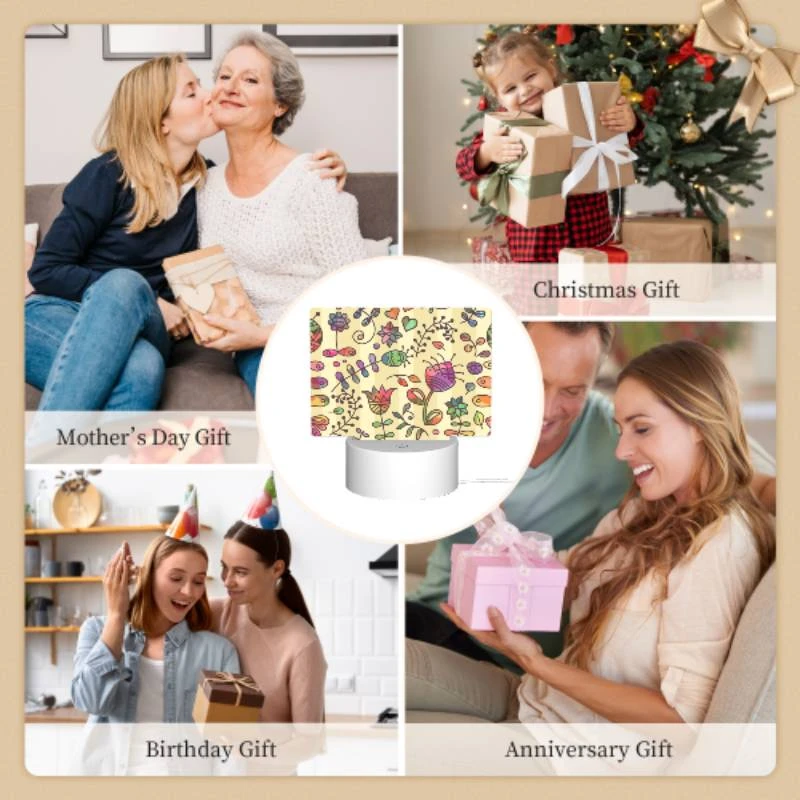 Rectangular Acrylic Night Light, A colorful flower pattern on a wallpaper. Rectangular Acrylic Night Light, A Colorful Flower Pattern On A Wallpaper. -Pattern Night Light d070a87be3a7254da9a74a354a0142ebed312c79