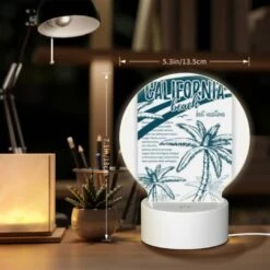 Round Acrylic Night Light, A Colorful Brochure For California Beach. 7 Round Acrylic Night Light, A Colorful Brochure For California Beach. -Pattern Night Light d134e45e723e86080ab597a95d78d4c96a047e7e