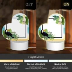 Love Acrylic Night Light, A Black And White Bird Is Sitting On A Branch In Front Of A White Background. -Pattern Night Light d1f16b3da269e101e865638b57be88013cb1c445