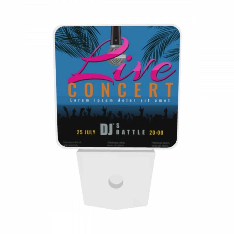 Night Light Set of 2, A poster advertising a live concert. Night Light Set Of 2, A Poster Advertising A Live Concert. -Pattern Night Light d215e5d741f8ed5b453d7131f21271dca22b9052