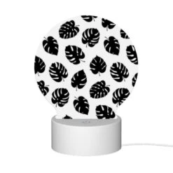Round Acrylic Night Light, A Pattern Of Leaves On A Black And White Background. 11 Round Acrylic Night Light, A Pattern Of Leaves On A Black And White Background. -Pattern Night Light d261aba83c55a8c071d560e2d92e6e4821c444ca