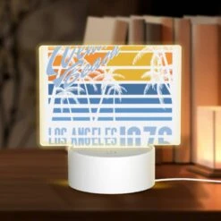 Rectangular Acrylic Night Light, A Poster Advertising A Beach In Los Angeles From 1976.