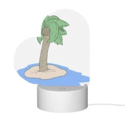 Love Acrylic Night Light, A Cartoon Drawing Of A Palm Tree On A Small Island. -Pattern Night Light d3cc55b0a9e404c3389ecba500d8f7826dc20c68