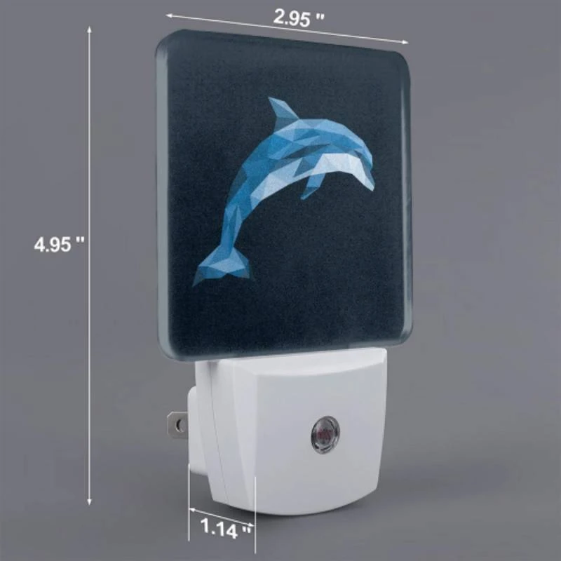 Night Light Set of 2, A blue dolphin with a white belly. Night Light Set Of 2, A Blue Dolphin With A White Belly. -Pattern Night Light d43d8209bac2f41449f2d9964ee103f6e44165c1