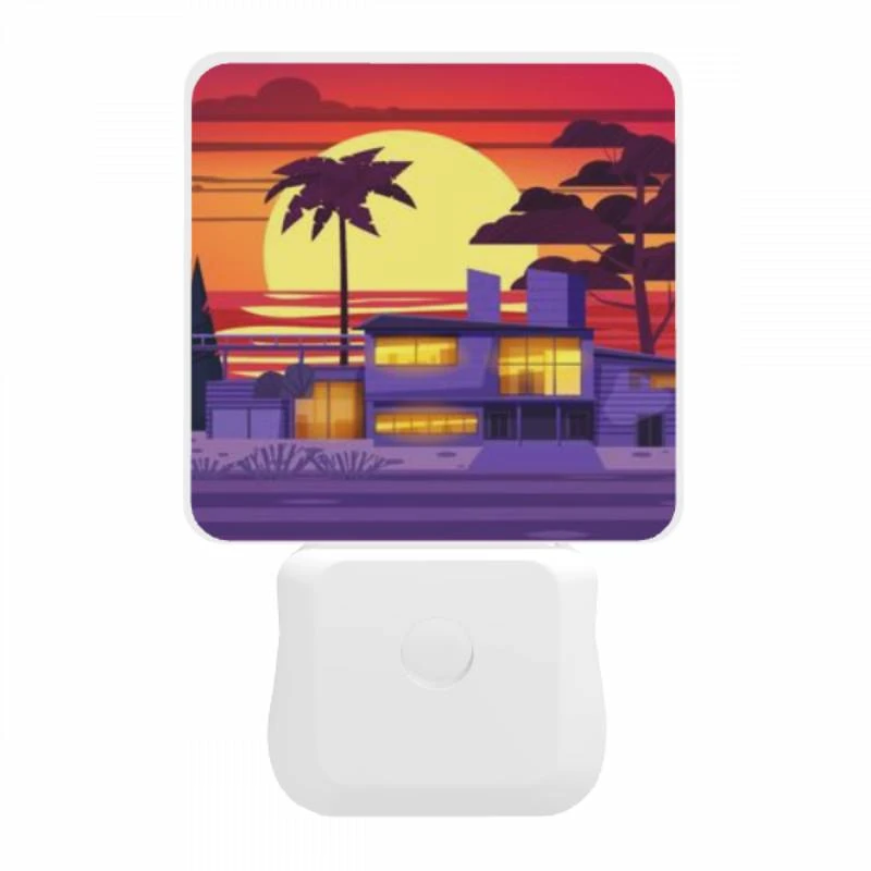 Night Light, A house with a palm tree in front of it. Night Light, A House With A Palm Tree In Front Of It. -Pattern Night Light d4a31d33b5e2b9249b75ba6fdf4eeebdb03f0726