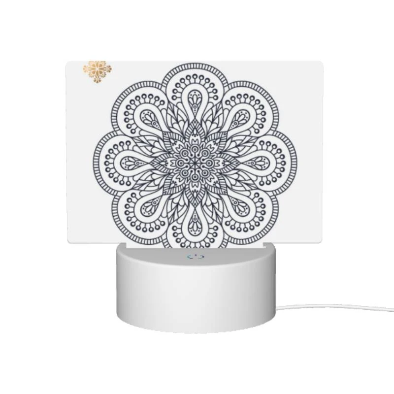 Rectangular Acrylic Night Light, A black and white design of a flower. Rectangular Acrylic Night Light, A Black And White Design Of A Flower. -Pattern Night Light d4e00f9284767b59e215726f82f71a8f563f4a61