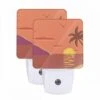 Night Light Set Of 2, A Sunset With A Palm Tree And Birds In The Sky. 1 Night Light Set Of 2, A Sunset With A Palm Tree And Birds In The Sky. -Pattern Night Light d4f8464eb182684fc19b10cdd47d19e3339e743e