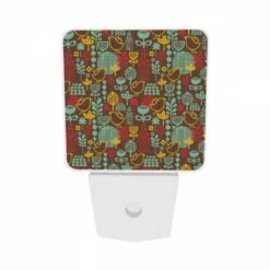 Night Light Set Of 2, A Pattern Of Birds And Flowers On A Brown Background. 8 Night Light Set Of 2, A Pattern Of Birds And Flowers On A Brown Background. -Pattern Night Light d55ef30b7f1e5cd50603fdca897aad134baf0e3b