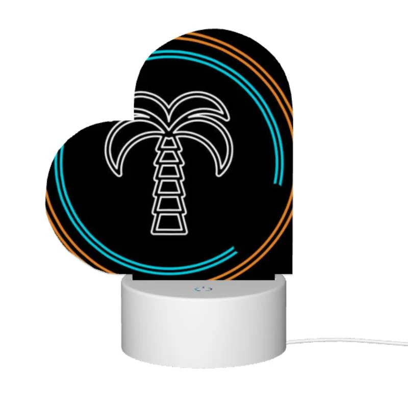 Love Acrylic Night Light, A blue and orange circle with a palm tree in the middle. Love Acrylic Night Light, A Blue And Orange Circle With A Palm Tree In The Middle. -Pattern Night Light d5888481f28af5782a5a78042734e12b3b7d0acc