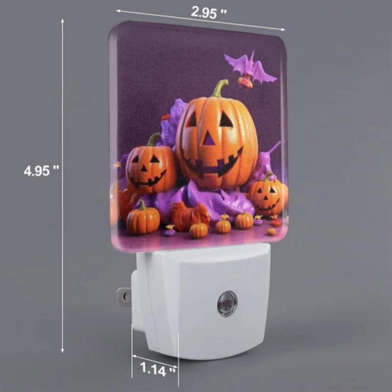 Night Light Set of 2, A group of fake pumpkins are arranged on a purple surface Night Light Set Of 2, A Group Of Fake Pumpkins Are Arranged On A Purple Surface -Pattern Night Light d5a42f1a88b0dadb425c5ac876a8aa6ec312be3f