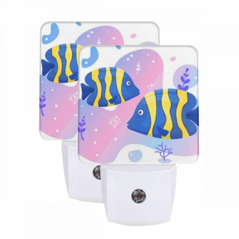 Night Light Set of 2, Two fish are swimming in a pink and blue ocean. Night Light Set Of 2, Two Fish Are Swimming In A Pink And Blue Ocean. -Pattern Night Light d6bbd17bf75addab564e920e153165c58c55c973