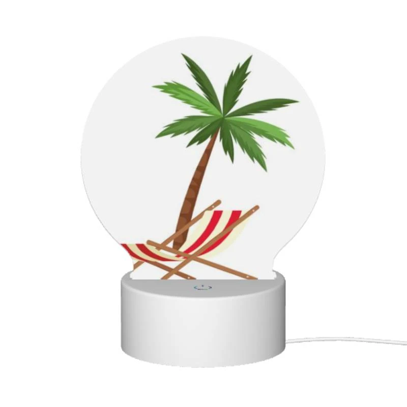 Round Acrylic Night Light, A palm tree is shown in a red and white striped chair. Round Acrylic Night Light, A Palm Tree Is Shown In A Red And White Striped Chair. -Pattern Night Light d72287baf48e0370c9f6d37f926c625c5ddd1299