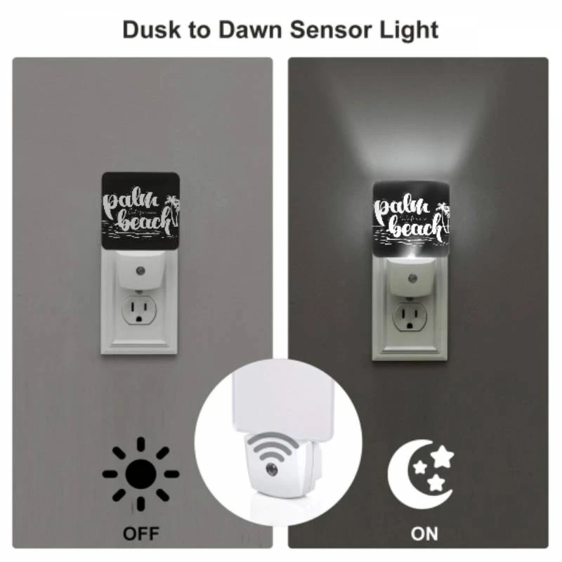 Night Light Set of 2, A white and black sign that says "PALM CALIFORNIA". Night Light Set Of 2, A White And Black Sign That Says "PALM CALIFORNIA". -Pattern Night Light d7596fb7eae113d91238456bb05c753ca22baddf