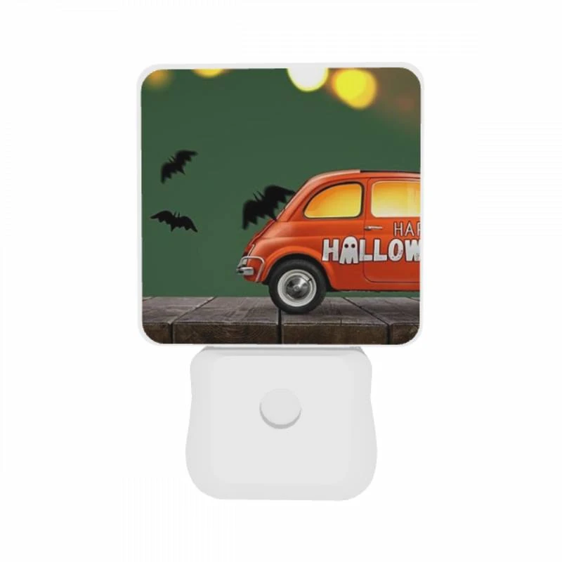 Night Light Set of 2, A cartoon car with a bats and a sign that says Happy Halloween. Night Light Set Of 2, A Cartoon Car With A Bats And A Sign That Says Happy Halloween. -Pattern Night Light d7e7be614c2675e73b8f6b4648444fd2f679032d